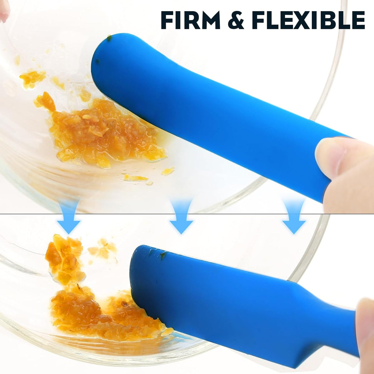 3pcs Silicone Jar Spatulas 10in Long Skinny Heat-Resistant, Narrow Spatula Set for Scraping Peanut Butter, Sourdough, Jam in Small Containers, Blenders & Baking (Black)