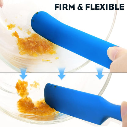 3pcs Silicone Jar Spatulas 10in Long Skinny Heat-Resistant, Narrow Spatula Set for Scraping Peanut Butter, Sourdough, Jam in Small Containers, Blenders & Baking (Black)