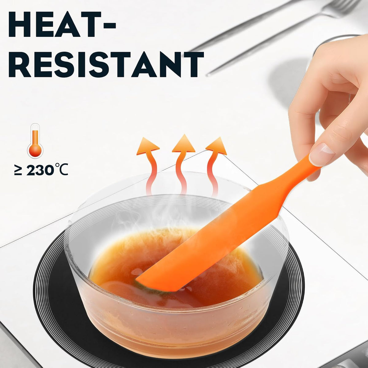 3pcs Silicone Jar Spatulas 10in Long Skinny Heat-Resistant, Narrow Spatula Set for Scraping Peanut Butter, Sourdough, Jam in Small Containers, Blenders & Baking (Black)