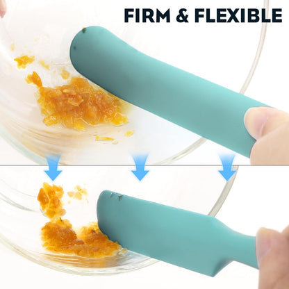 3pcs Silicone Jar Spatulas 10in Long Skinny Heat-Resistant, Narrow Spatula Set for Scraping Peanut Butter, Sourdough, Jam in Small Containers, Blenders & Baking (Black)