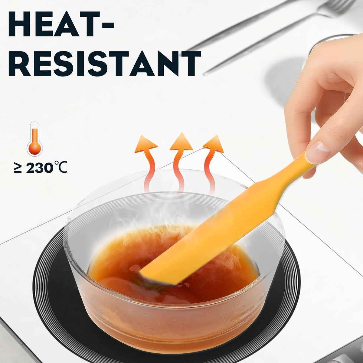 3pcs Silicone Jar Spatulas 10in Long Skinny Heat-Resistant, Narrow Spatula Set for Scraping Peanut Butter, Sourdough, Jam in Small Containers, Blenders & Baking (Black)