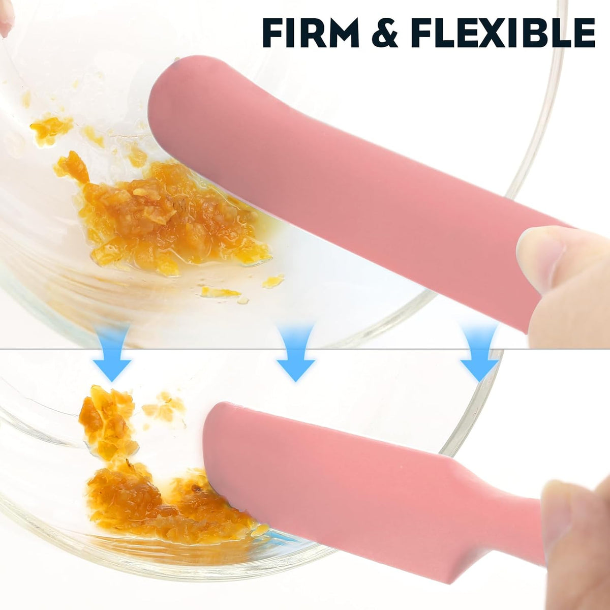 3pcs Silicone Jar Spatulas 10in Long Skinny Heat-Resistant, Narrow Spatula Set for Scraping Peanut Butter, Sourdough, Jam in Small Containers, Blenders & Baking (Black)