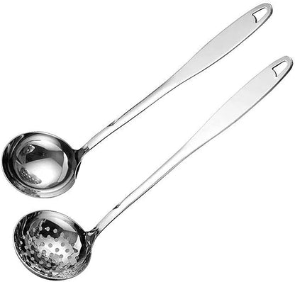 Soup Spoon Stainless Steel Heavy Duty Big Soup Ladle Colander Serving Spoon(Soup Spoons - 12")