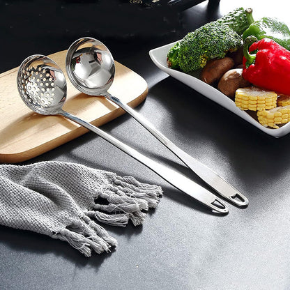 Soup Spoon Stainless Steel Heavy Duty Big Soup Ladle Colander Serving Spoon(Soup Spoons - 12")