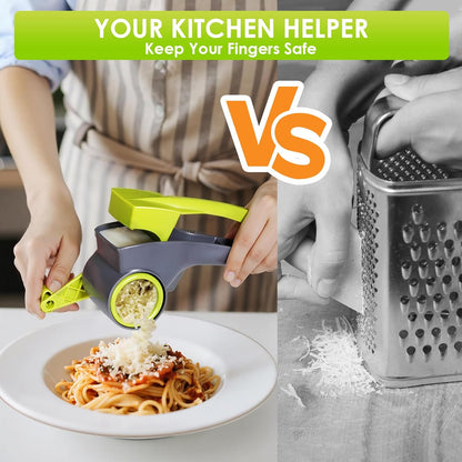 Cheese Grater Hand Crank, Rotary Cheese Grater with 4 Stainless Steel Drums | Cheese Grater for Cheese,Vegetables,Nuts,Chocolate, Parmesan Cheese Grater