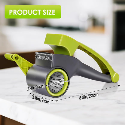 Cheese Grater Hand Crank, Rotary Cheese Grater with 4 Stainless Steel Drums | Cheese Grater for Cheese,Vegetables,Nuts,Chocolate, Parmesan Cheese Grater