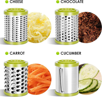 Cheese Grater Hand Crank, Rotary Cheese Grater with 4 Stainless Steel Drums | Cheese Grater for Cheese,Vegetables,Nuts,Chocolate, Parmesan Cheese Grater