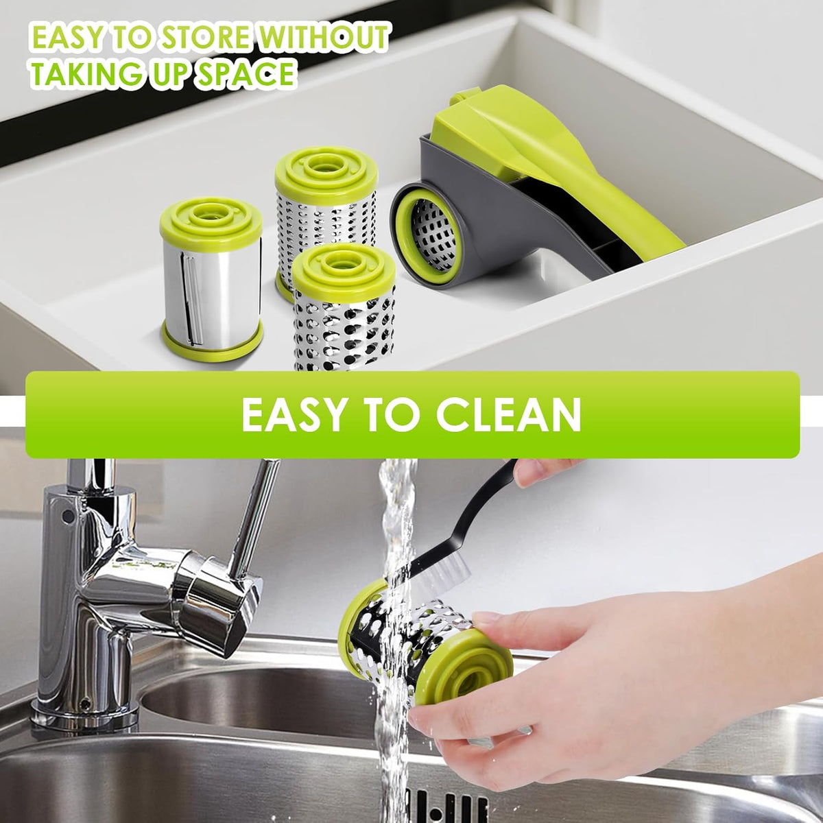 Cheese Grater Hand Crank, Rotary Cheese Grater with 4 Stainless Steel Drums | Cheese Grater for Cheese,Vegetables,Nuts,Chocolate, Parmesan Cheese Grater