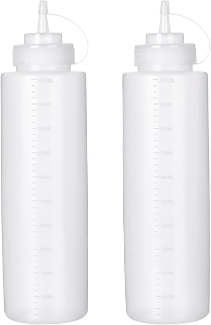 Premium Leak-Proof Squeeze Bottles Plastic Sauce, Ketchup, Condiment & Syrup Dispenser for Kitchen, Pancake Batter, Salad Dressing, Cooking Oil - BPA Free, Dishwasher Safe (2, 12o'z)