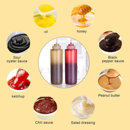 Premium Leak-Proof Squeeze Bottles Plastic Sauce, Ketchup, Condiment & Syrup Dispenser for Kitchen, Pancake Batter, Salad Dressing, Cooking Oil - BPA Free, Dishwasher Safe (2, 12o'z)