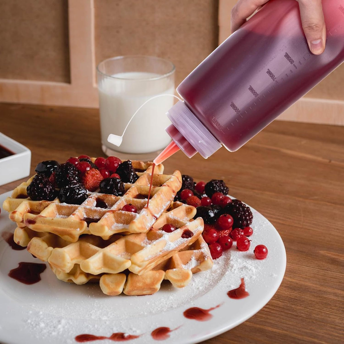 Premium Leak-Proof Squeeze Bottles Plastic Sauce, Ketchup, Condiment & Syrup Dispenser for Kitchen, Pancake Batter, Salad Dressing, Cooking Oil - BPA Free, Dishwasher Safe (2, 12o'z)