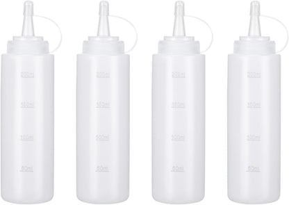Premium Leak-Proof Squeeze Bottles Plastic Sauce, Ketchup, Condiment & Syrup Dispenser for Kitchen, Pancake Batter, Salad Dressing, Cooking Oil - BPA Free, Dishwasher Safe (2, 12o'z)