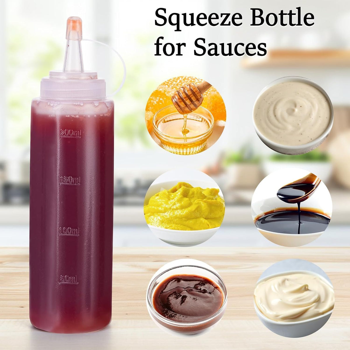 Premium Leak-Proof Squeeze Bottles Plastic Sauce, Ketchup, Condiment & Syrup Dispenser for Kitchen, Pancake Batter, Salad Dressing, Cooking Oil - BPA Free, Dishwasher Safe (2, 12o'z)