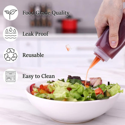 Premium Leak-Proof Squeeze Bottles Plastic Sauce, Ketchup, Condiment & Syrup Dispenser for Kitchen, Pancake Batter, Salad Dressing, Cooking Oil - BPA Free, Dishwasher Safe (2, 12o'z)