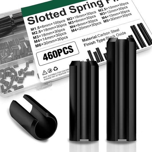 460 Pcs Roll Pin Assortment, Metric Slotted Spring Pins, M1.5 M2 M2.5 M3 M4 M5 M6