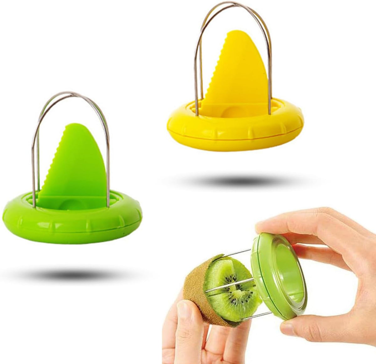 2 PCS Kiwi Peeler Professional Stainless Steel Kiwi Cutter (Green、Yellow)