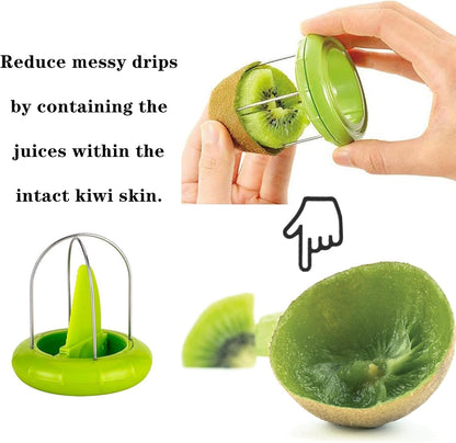 2 PCS Kiwi Peeler Professional Stainless Steel Kiwi Cutter (Green、Yellow)