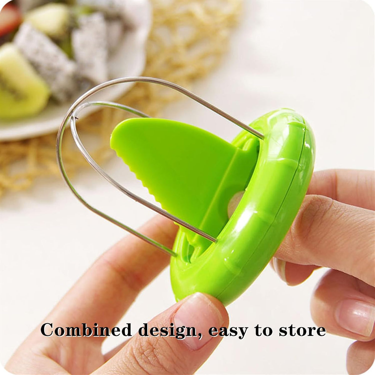 2 PCS Kiwi Peeler Professional Stainless Steel Kiwi Cutter (Green、Yellow)