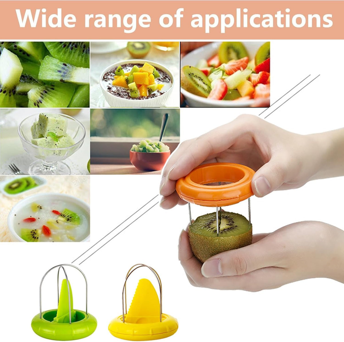 2 PCS Kiwi Peeler Professional Stainless Steel Kiwi Cutter (Green、Yellow)
