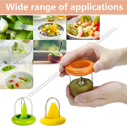 2 PCS Kiwi Peeler Professional Stainless Steel Kiwi Cutter (Green、Yellow)