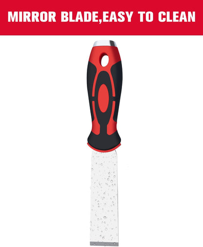 ROTATION Extra Thick Scraper Set, 4 piece, Soft Grip, Heavy Duty, Scraper with Hammer End, Stainless Steel Putty Knife