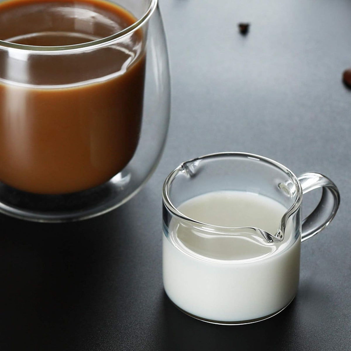 4 Pack Measuring Cups Espresso Shot Glasses, Double Spouts Espresso Cup Glass Graduated 75 ML/ 2.5 OZ for Milk Pitcher, Coffee Maker Accessories