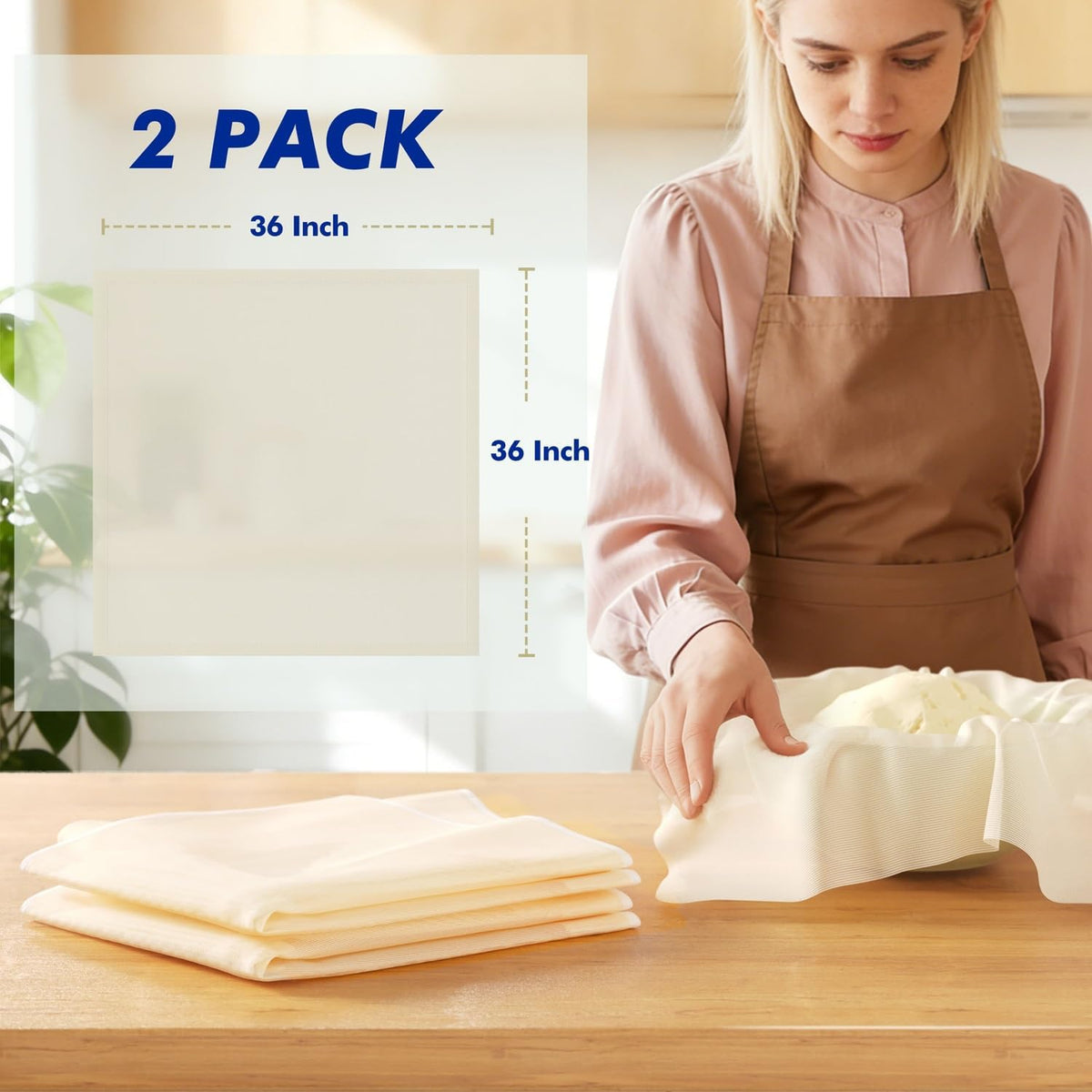 Reusable Cheesecloth, Grade 100, 20x20 Inch Hemmed Cheese Cloth for Straining Craft, 100% Cotton Unbleached Cloth Strainer for Cooking, Baking, Juicing, Cheese Making