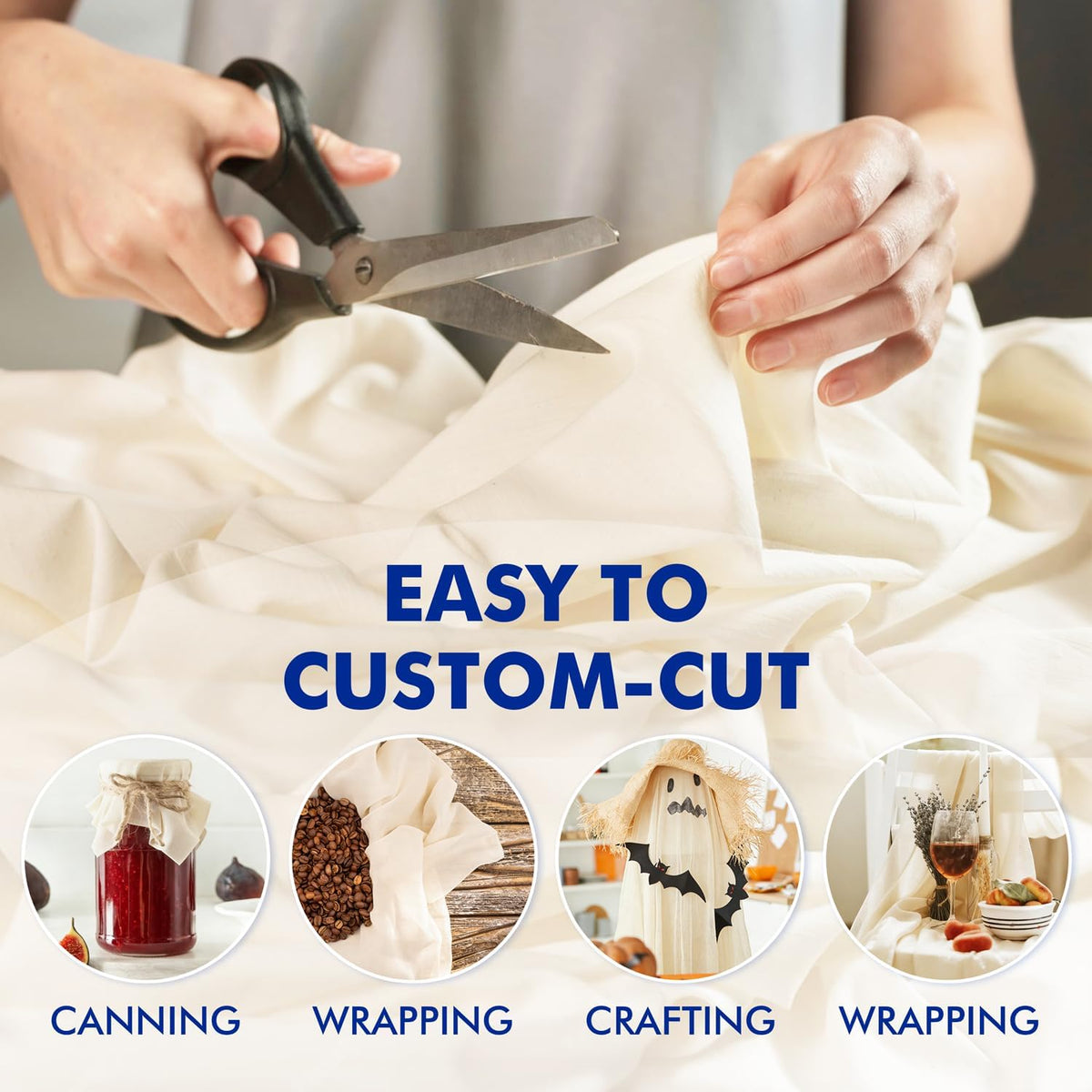 Reusable Cheesecloth, Grade 100, 20x20 Inch Hemmed Cheese Cloth for Straining Craft, 100% Cotton Unbleached Cloth Strainer for Cooking, Baking, Juicing, Cheese Making