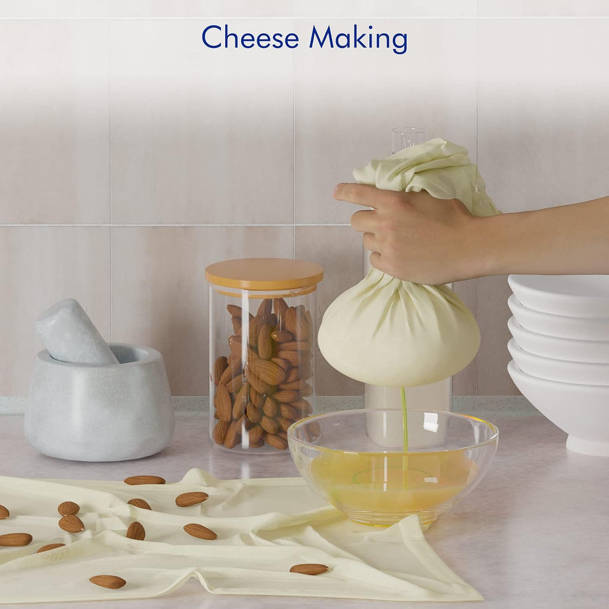 Reusable Cheesecloth, Grade 100, 20x20 Inch Hemmed Cheese Cloth for Straining Craft, 100% Cotton Unbleached Cloth Strainer for Cooking, Baking, Juicing, Cheese Making