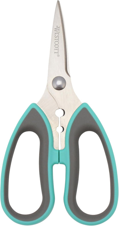 Titanium-Bonded Soft Handle Kitchen Shears for Herbs, Teal - 6.5-Inch Versatile Kitchen Shears with Precision Cutting Tips and Built-In Herb stripper for Easy Handling and Comfort