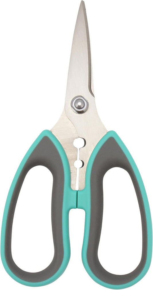 Titanium-Bonded Soft Handle Kitchen Shears for Herbs, Teal - 6.5-Inch Versatile Kitchen Shears with Precision Cutting Tips and Built-In Herb stripper for Easy Handling and Comfort