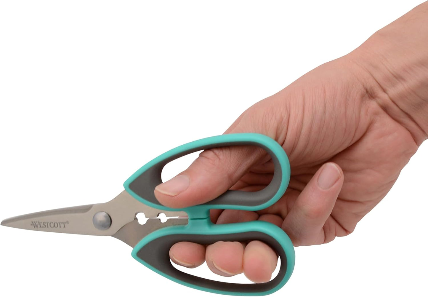 Titanium-Bonded Soft Handle Kitchen Shears for Herbs, Teal - 6.5-Inch Versatile Kitchen Shears with Precision Cutting Tips and Built-In Herb stripper for Easy Handling and Comfort