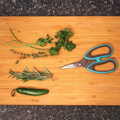 Titanium-Bonded Soft Handle Kitchen Shears for Herbs, Teal - 6.5-Inch Versatile Kitchen Shears with Precision Cutting Tips and Built-In Herb stripper for Easy Handling and Comfort