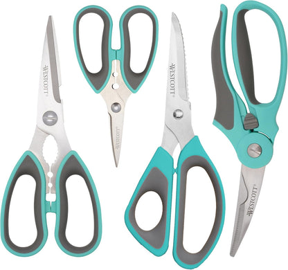 Titanium-Bonded Soft Handle Kitchen Shears for Herbs, Teal - 6.5-Inch Versatile Kitchen Shears with Precision Cutting Tips and Built-In Herb stripper for Easy Handling and Comfort