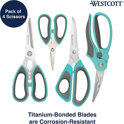 Titanium-Bonded Soft Handle Kitchen Shears for Herbs, Teal - 6.5-Inch Versatile Kitchen Shears with Precision Cutting Tips and Built-In Herb stripper for Easy Handling and Comfort
