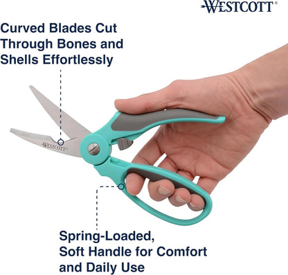 Titanium-Bonded Soft Handle Kitchen Shears for Herbs, Teal - 6.5-Inch Versatile Kitchen Shears with Precision Cutting Tips and Built-In Herb stripper for Easy Handling and Comfort