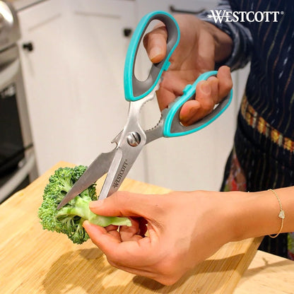 Titanium-Bonded Soft Handle Kitchen Shears for Herbs, Teal - 6.5-Inch Versatile Kitchen Shears with Precision Cutting Tips and Built-In Herb stripper for Easy Handling and Comfort