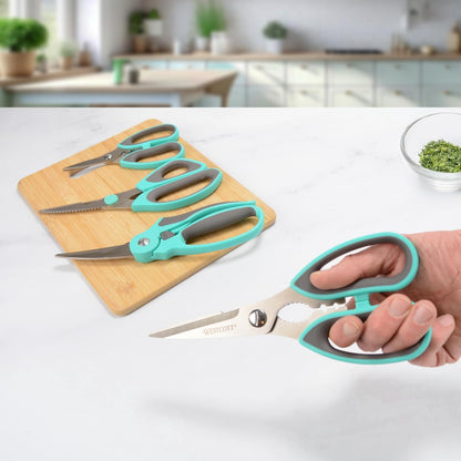 Titanium-Bonded Soft Handle Kitchen Shears for Herbs, Teal - 6.5-Inch Versatile Kitchen Shears with Precision Cutting Tips and Built-In Herb stripper for Easy Handling and Comfort