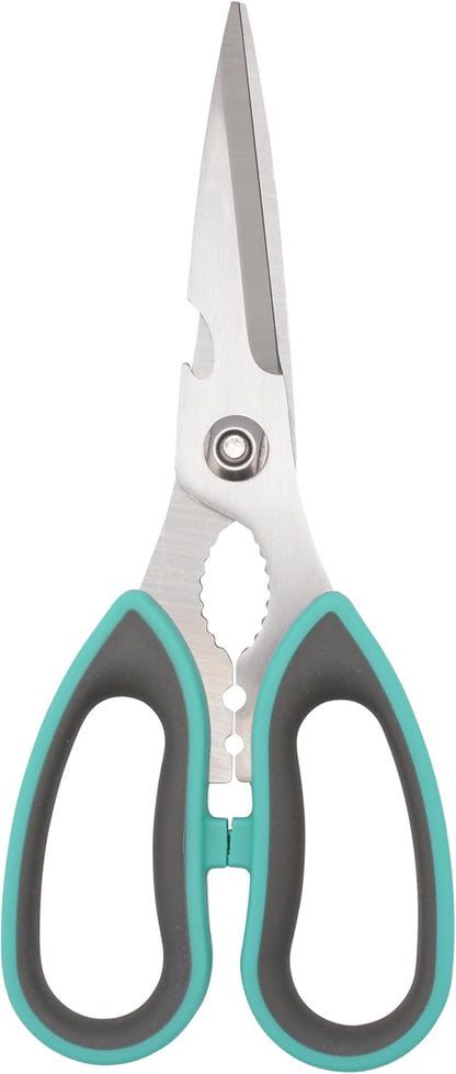 Titanium-Bonded Soft Handle Kitchen Shears for Herbs, Teal - 6.5-Inch Versatile Kitchen Shears with Precision Cutting Tips and Built-In Herb stripper for Easy Handling and Comfort