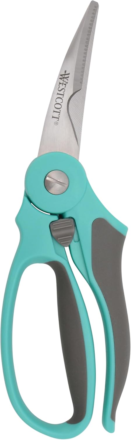 Titanium-Bonded Soft Handle Kitchen Shears for Herbs, Teal - 6.5-Inch Versatile Kitchen Shears with Precision Cutting Tips and Built-In Herb stripper for Easy Handling and Comfort