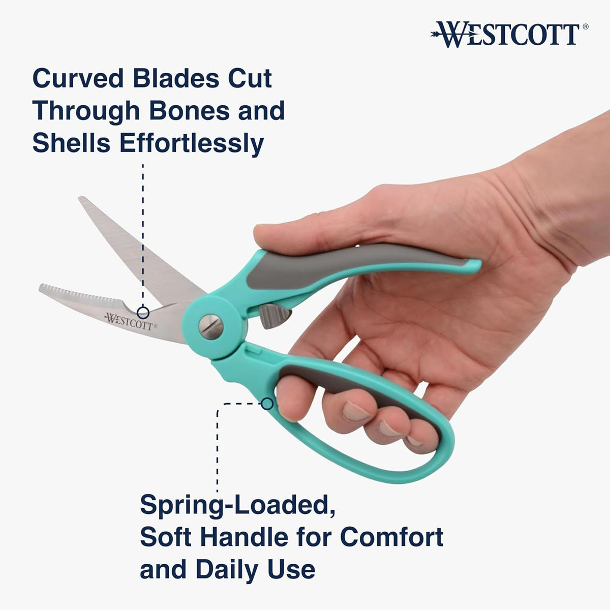 Titanium-Bonded Soft Handle Kitchen Shears for Herbs, Teal - 6.5-Inch Versatile Kitchen Shears with Precision Cutting Tips and Built-In Herb stripper for Easy Handling and Comfort