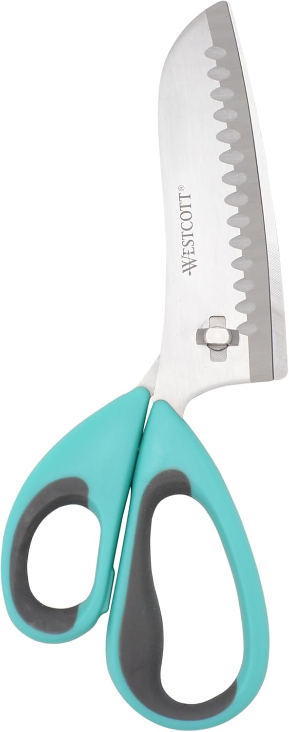 Titanium-Bonded Soft Handle Kitchen Shears for Herbs, Teal - 6.5-Inch Versatile Kitchen Shears with Precision Cutting Tips and Built-In Herb stripper for Easy Handling and Comfort