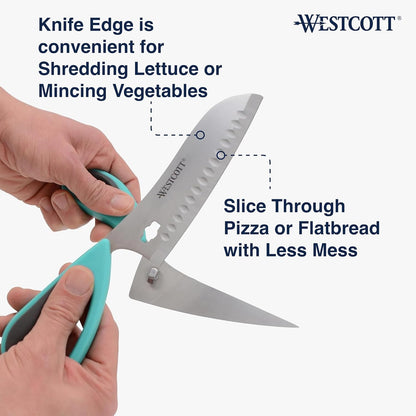 Titanium-Bonded Soft Handle Kitchen Shears for Herbs, Teal - 6.5-Inch Versatile Kitchen Shears with Precision Cutting Tips and Built-In Herb stripper for Easy Handling and Comfort
