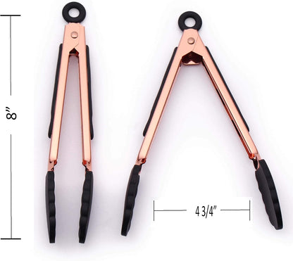 Stainless Steel Silicone Tipped Kitchen & BBQ Tongs Set, 3 Pc Utensils, Grey