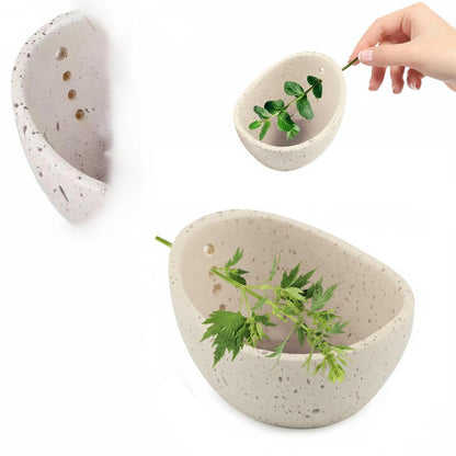 Handmade Ceramic Herb Stripper Bowl, Pottery Herb Stripping Bowl Peeling Cup with Different Hole Sizes for Separating Leaves and Stems (White)