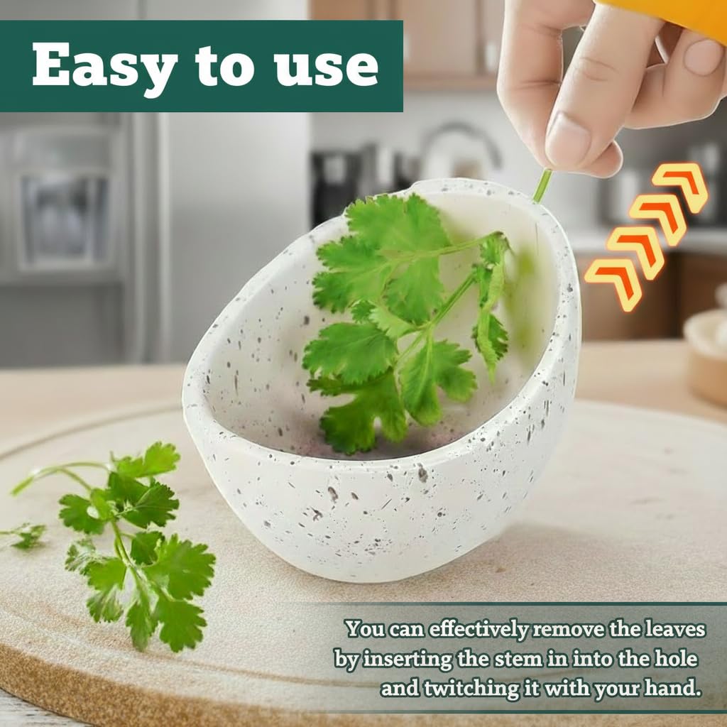 Handmade Ceramic Herb Stripper Bowl, Pottery Herb Stripping Bowl Peeling Cup with Different Hole Sizes for Separating Leaves and Stems (White)
