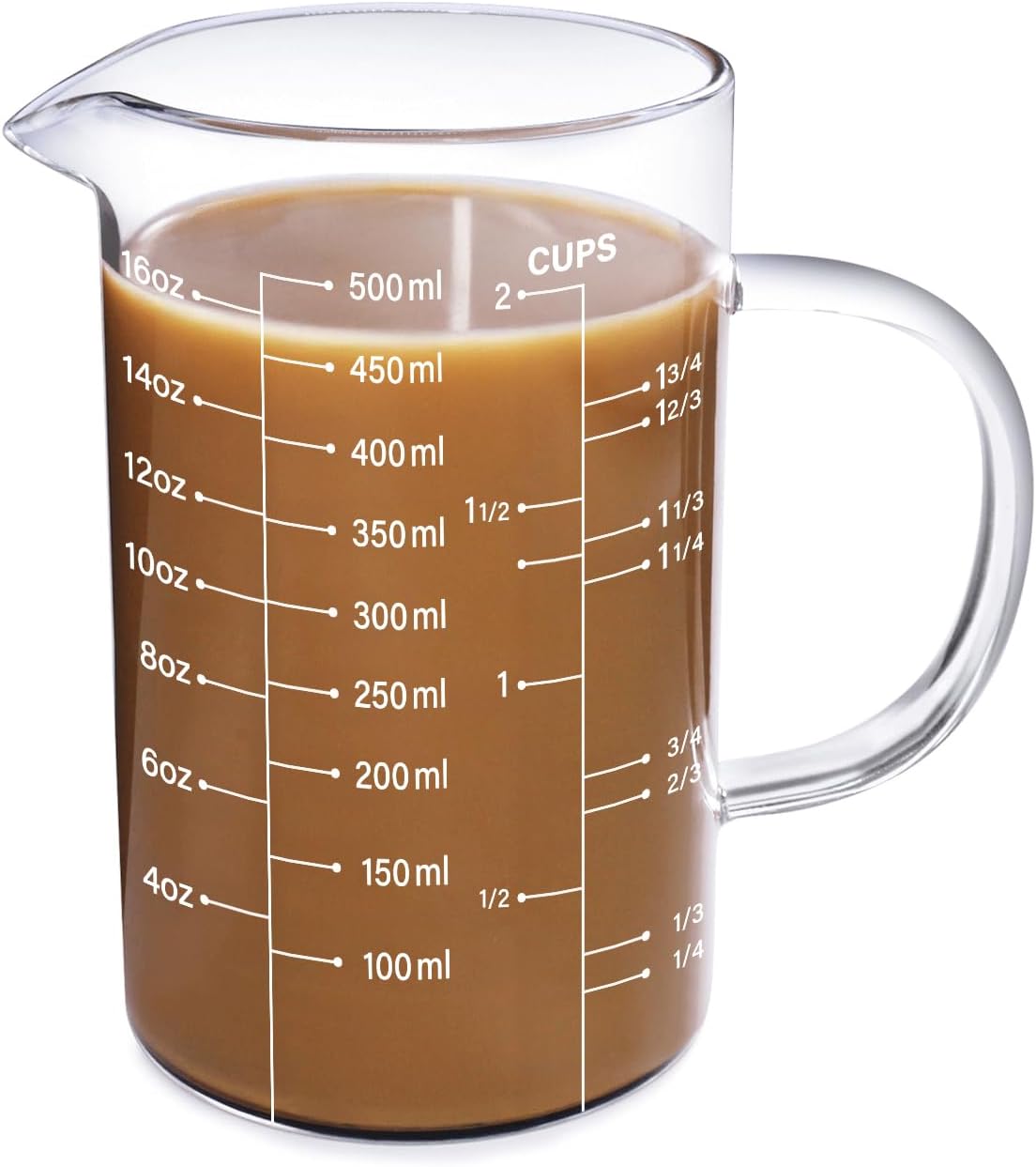 2 Cup Glass Measuring Cup (0.5L), High Borosilicate Glass Measuring Cup