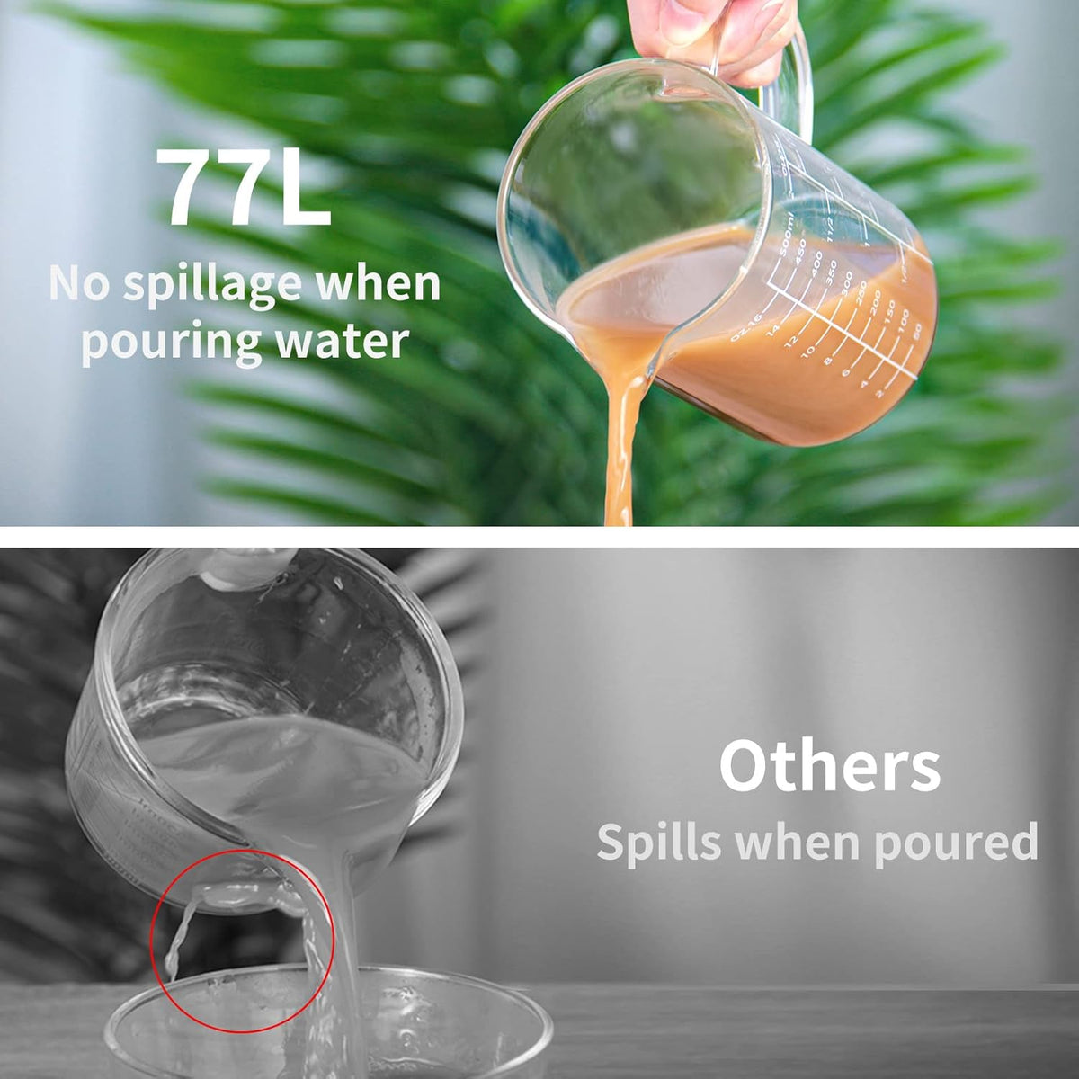 2 Cup Glass Measuring Cup (0.5L), High Borosilicate Glass Measuring Cup
