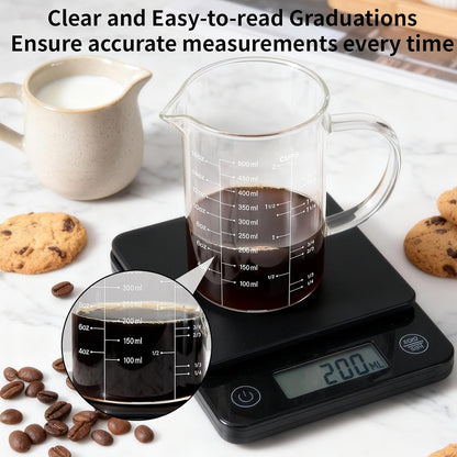 2 Cup Glass Measuring Cup (0.5L), High Borosilicate Glass Measuring Cup