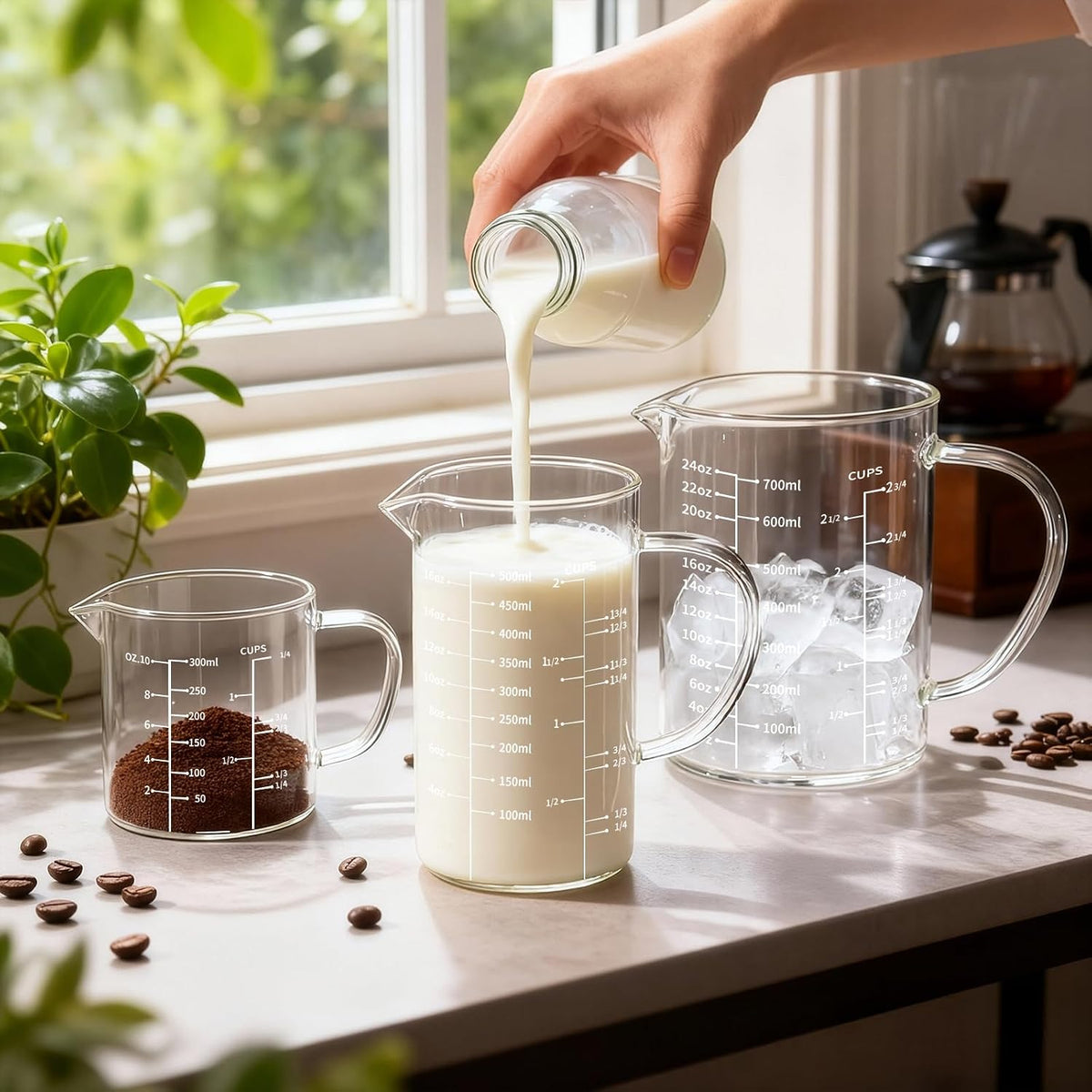 2 Cup Glass Measuring Cup (0.5L), High Borosilicate Glass Measuring Cup